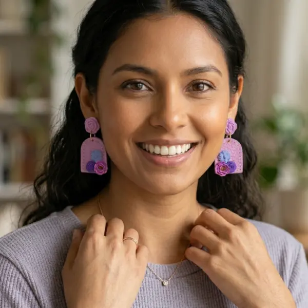 Flores en Cuero Rosado